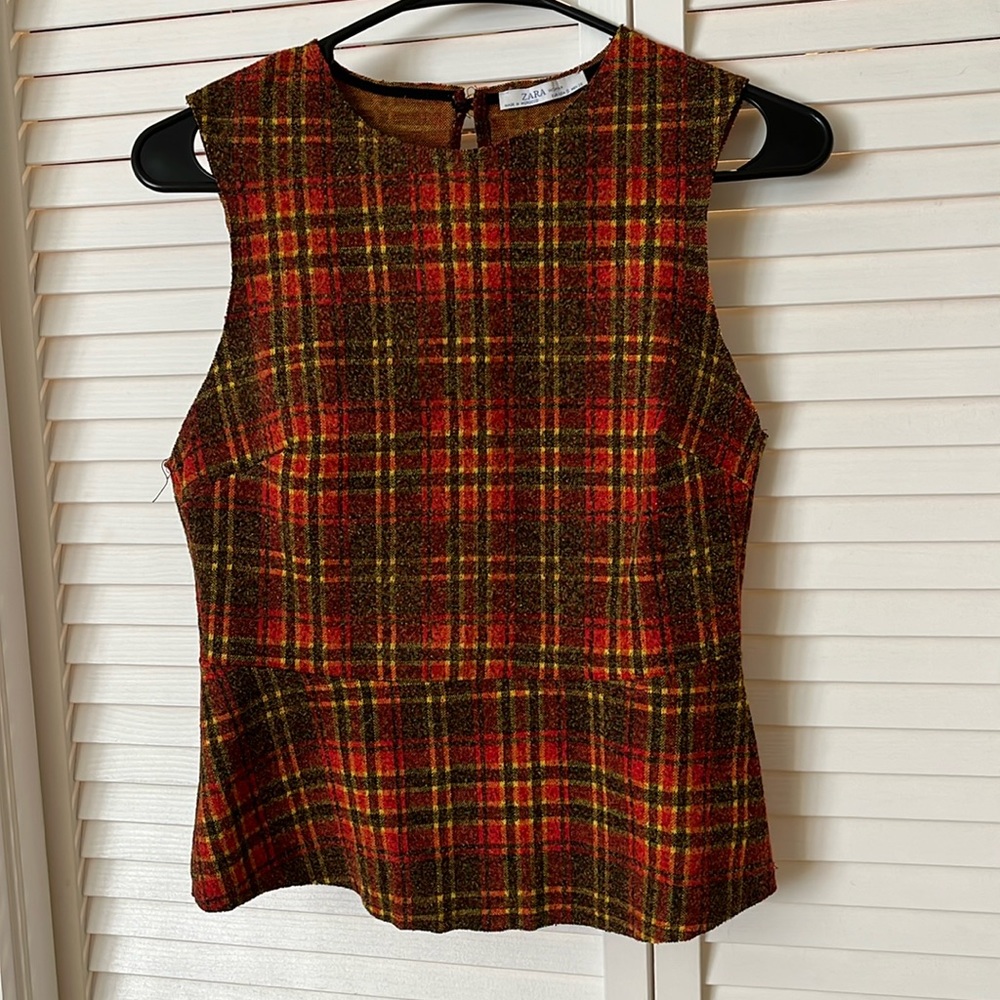 Zara Basic Red & Wine Square Top - image 1